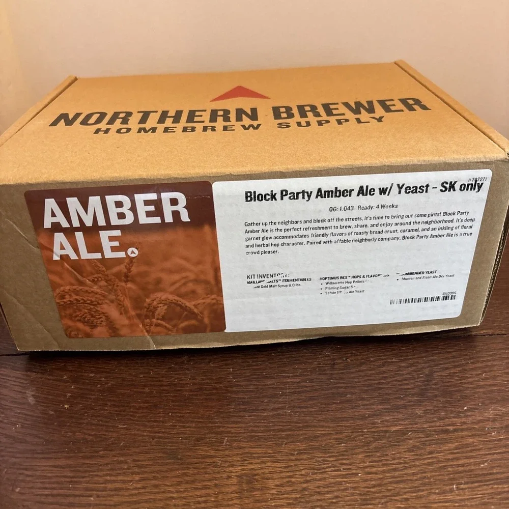 Northern Brewer Starter Kit Amber Ale Block Party Ready In Four Weeks- See Photo